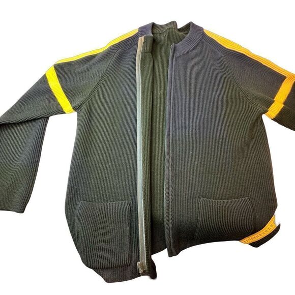 SKI-DOO 1970’s Vintage Green & Yellow Wool Cardigan Size XL - Picture 6 of 11